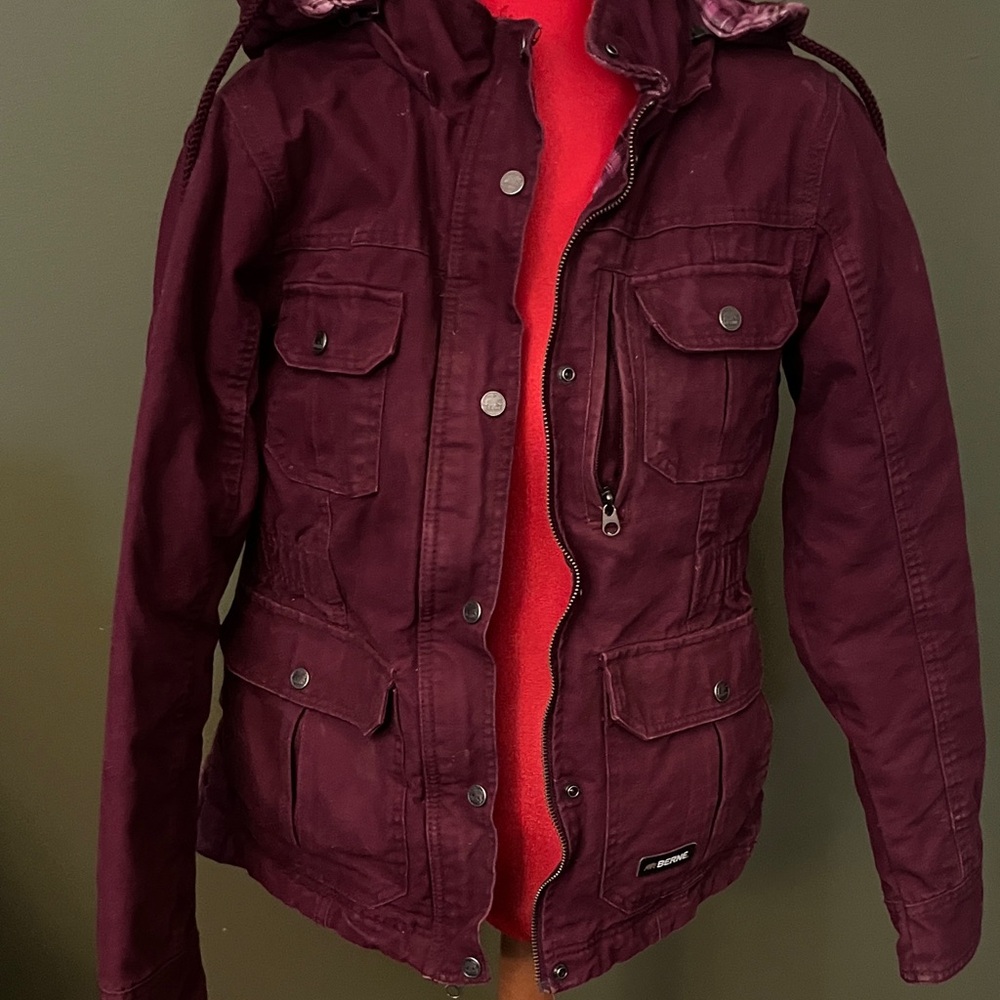 Maroon insulated  Utility Jacket for Women